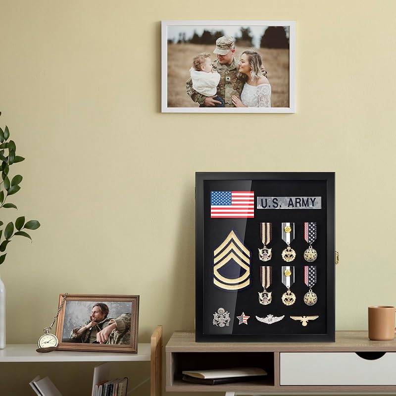 11x14 Pin Display Case for Military Badges & Medals - Black Variation