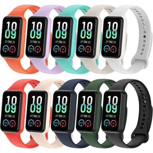 lepmok [10-Pack] Replacement Silicone Wristbands for Amazfit Band 7 Fitness & Health Tracker, Women Men