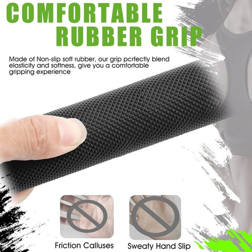 Double D Row Handle | LAT Pulldown Attachment with Comfort Rubber Grip - 1.3 Inch Diameter for Cable Machines