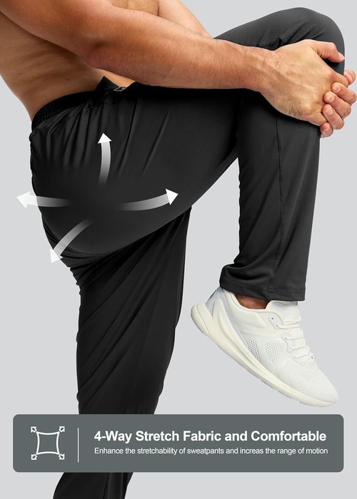G Gradual Men's Athletic Track Pants - Stretch Tapered Joggers with Zipper Pocket for Gym & Running