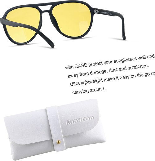 ANDWOOD Retro Polarized Aviator Sunglasses - Classic 70s Vintage Style for Men & Women | Trendy Square Design