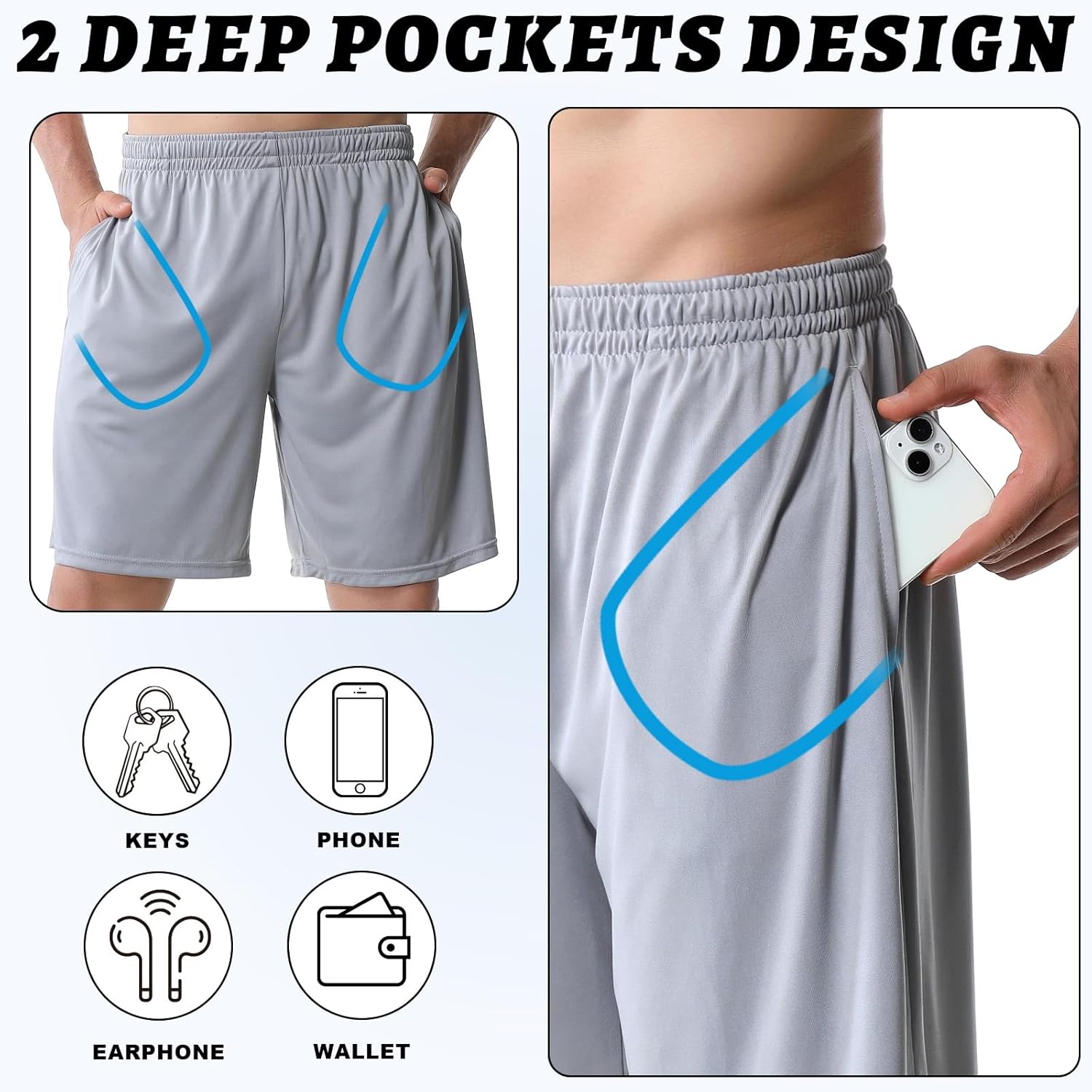 Skiennix Athletic Gym Shorts for Men - Quick-Dry Basketball Shorts with Pockets | Ideal for Running & Workouts