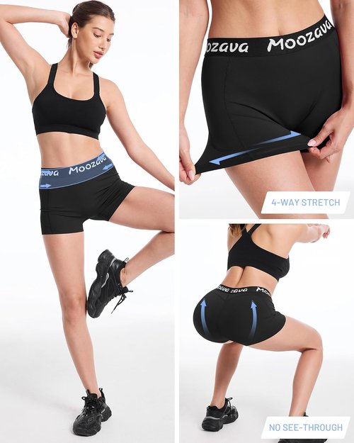 Moozava 3" Womens Spandex Volleyball Shorts 3 Pack Athletic Compression Shorts for Running Gym Workout Yoga Cheer Dance