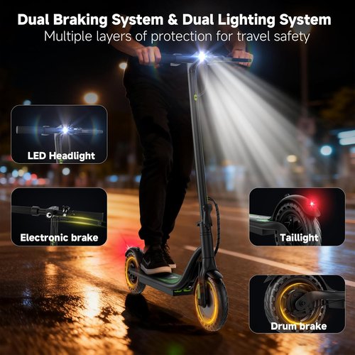 Folding Electric Scooter - 350W Motor, 19MPH Speed, 12/15 Miles Range, 8.5” Solid Tires