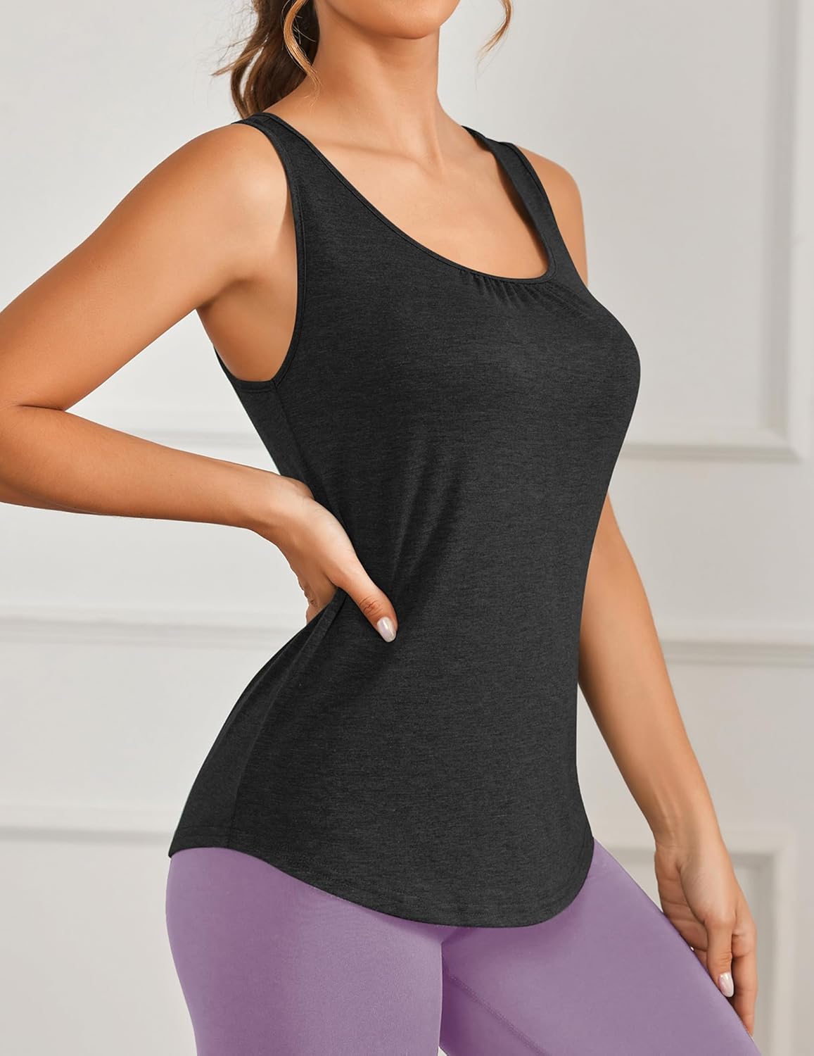 PINSPARK Workout Tops for Women - Lightweight Racerback Tank Shirts | 2-Pack, Sizes S-3XL