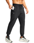 Pudolla Men's Fleece Joggers with 3 Zipper Pockets Warm Athletic Pants Winter Workout Gym Running Sweatpants for Men(Black L)