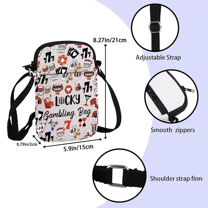 Casino Lover Gift Messenger Bag - Lucky Gambling Cross Body Bag for Gambler