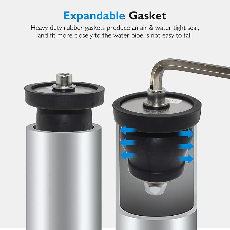 Expandable Rubber Test Plug 1.58-1.85 in (40-47 mm) Sewer Cleanout Cap - with Wrench Handle