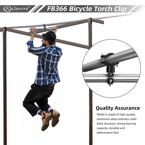 LIGHTFE Bicycle Light Mount, Bike Light Mount Bracket Use of Aluminum Alloy Material, Adjustable Big Fork Special for Big Size Hight Lumens Light, 360o Rotation Clips Holder and Battery Nuts