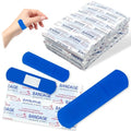 200 Pcs Blue Metal Detectable Bandages PE Waterproof Adhesive Bandage Bulk Sterile Pads Latex-Free for First Aid & Wound Care Rectangle