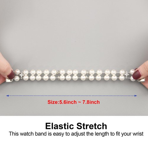Wongeto Compatible with Fitbit Charge 4 Charge 3 and Charge 3 SE Bands,Fashion Handmade Elastic Stretch Pearl Bracelet Women Replacement Strap for Fitbit Charge 3 accssorises (Pearl White)