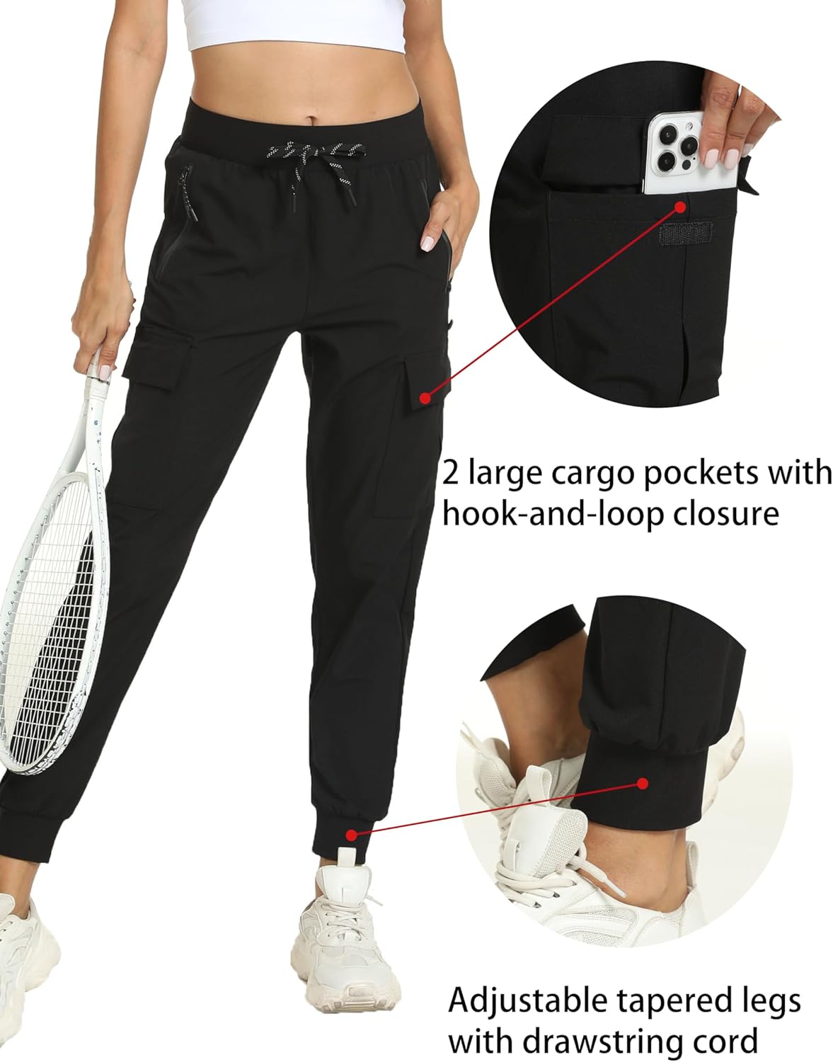 Skiennix Women's Joggers - Lightweight Quick-Dry Cargo Pants for Hiking & Running | Athletic Casual Wear
