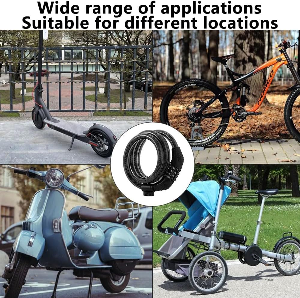 Skiennix E-Scooter Lock - 4 Ft Long Combination Cable Lock for Xiaomi M365/Max/Ninebot | Anti-Theft Security