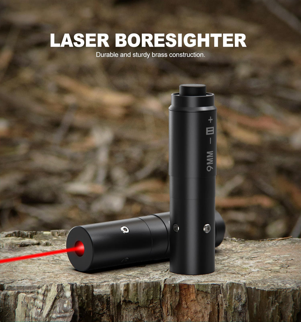 Feyachi Bore Sighting Laser 9mm Red Dot Laser Boresighter for Handgun Pistol with Tail Switch Included