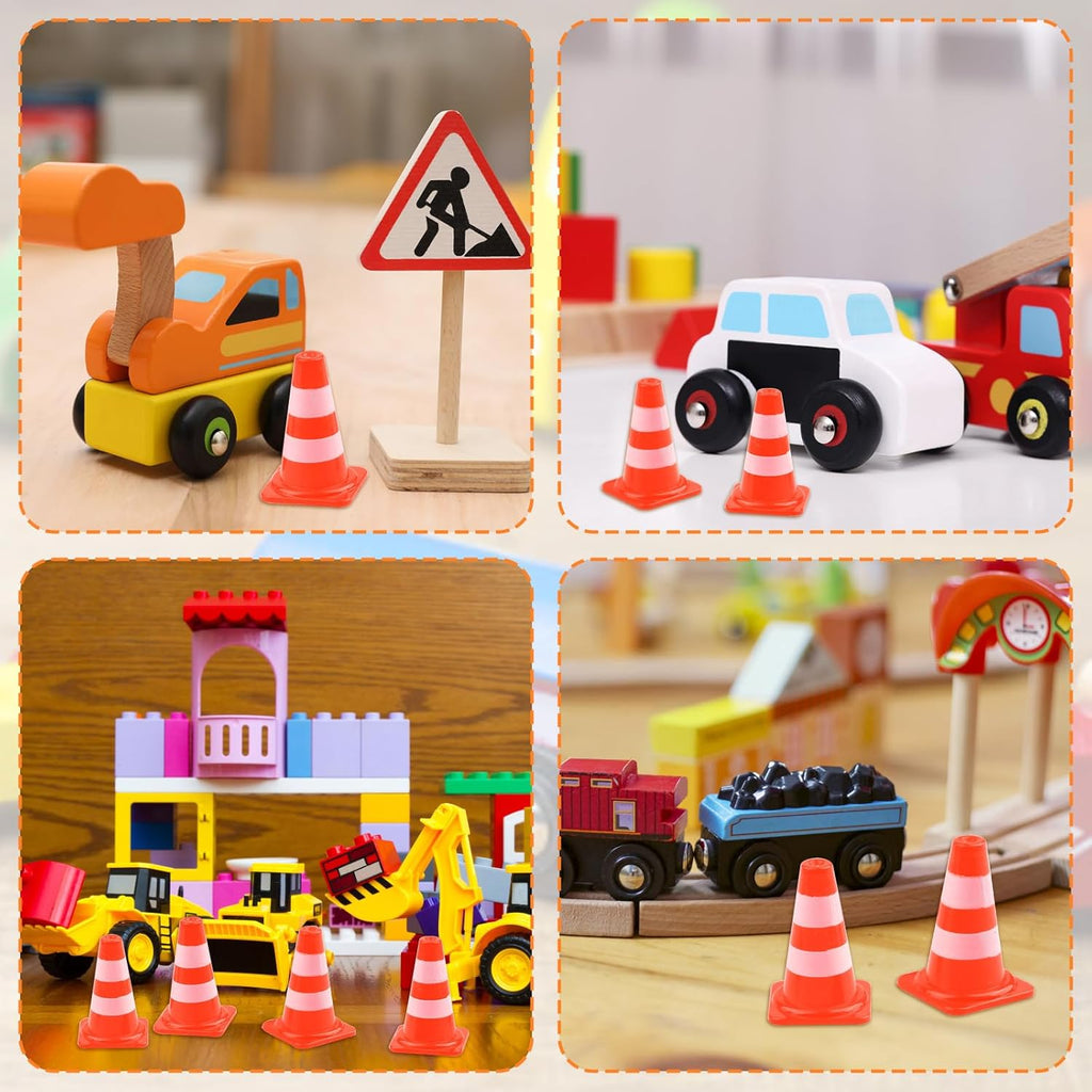 Skiennix Mini Traffic Cones - 30pcs Plastic Road Safety Barricades for Training & Sports | Orange