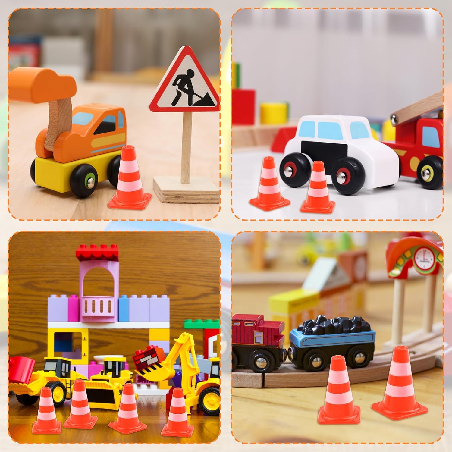 Skiennix Mini Traffic Cones - 30pcs Plastic Road Safety Barricades for Training & Sports | Orange