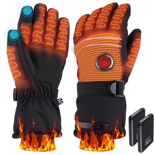 Zoomsnail Heated Gloves for Men Women, Rechargeable Battery Heated Gloves with Touchscreen for Hunting Camping Skiing (Large)
