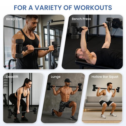 ALLOYNIX Dumbbell to Barbell Converter 2.0 – Transform Dumbbells into Barbell Set for Home Gym, Adjustable Weight Bar with Anti-Slip Foam Grip, Steel Clamp & 200LB Max Capacity, Compatible with Standard Dumbbells