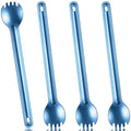 Kritkin 4 Pieces Titanium Long Handle Spork and Spoon Ultralight Portabale Flatware 8.7 Inch Soup Spoon Camping Spork for Outdoor Camping Backpacking Hiking Travel Picnic Tableware (Blue)