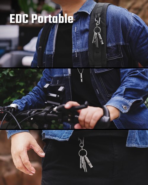 KeyUnity KA56 Titanium Whistle for Emergency Survival Hiking Camping and Everyday Carry Keychain Whistle 120dB Loud Clear Sound Lightweight Portable Outdoor Gear