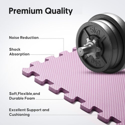 Home Gym Mat - EVA Interlocking Foam Exercise Tiles for Workouts & Play Areas | Blue, 24x24x½ in (12 Pack, 48 SQ FT)
