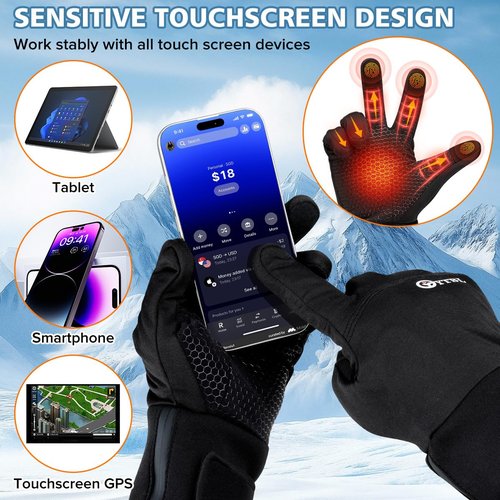 Heated Gloves for Men Women, Rechargeable Battery Electric Heated Gloves, Ultrathin Heating Gloves Hand Warmer 3 Heat Settings Heated Mittens for Winter Outdoor Hunting Riding Ski Hiking Motorcycle