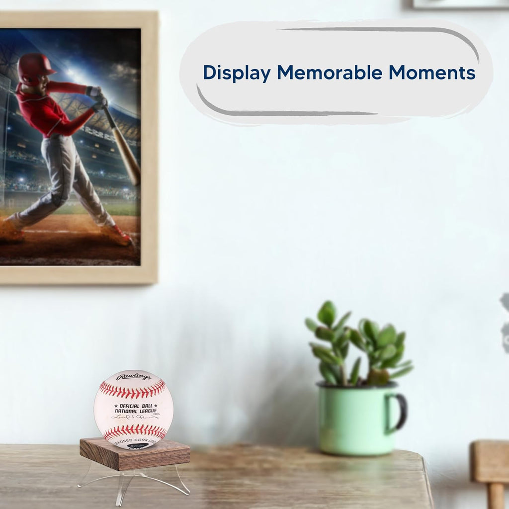 Walnut Wood Base Acrylic Basketball Display Stand - Non-Slip Holder for Sports Balls | Elegant Collector’s Case