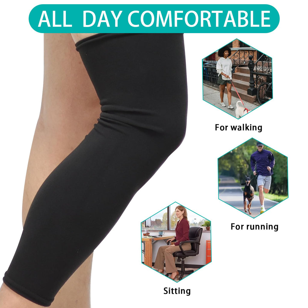 DOUKOM Knee Brace Undersleeve for Men & Women, Leg Undersleeve for Knee Brace Closed Patella Protects Skin from Abrasions and Irritations (L)