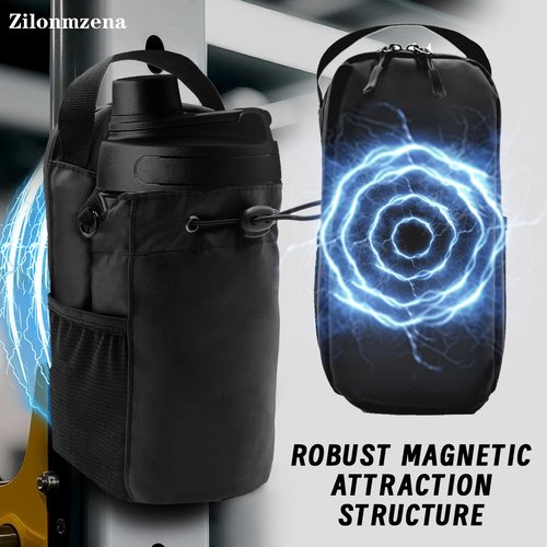 Zilonmzena Magnetic Gym Bag Water Bottle Carrier Holder with Phone Pockets & Shoulder Bag for Gym,Sports, Travel, Carry-on items