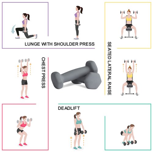 Balelinko Home Gym Equipment Workouts Strength Training Weight Loss Pilates Weights Yoga Sets Weights for Women, Men, Seniors and Youth, 10LB Gray, Pair