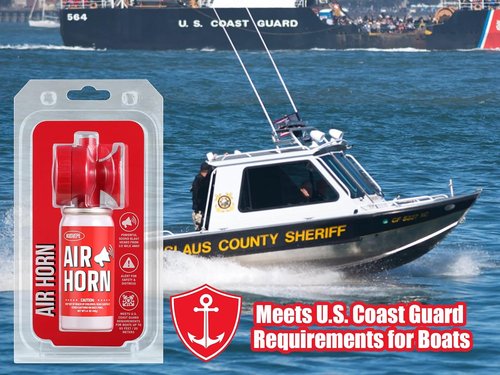 Air Horns - 1.4oz Safety Boat Horn | Powerful 120 dB Sound Heard from 1/2 Mile Away (Red, 2 Pack)
