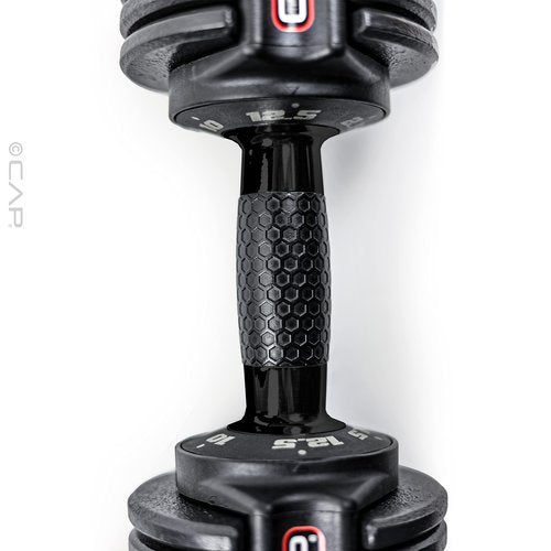 CAP 12.5 lb Pair ADJUSTABELL Adjustable Dumbbell with Contoured Full Rotation Handle, Honeycomb Design, Black