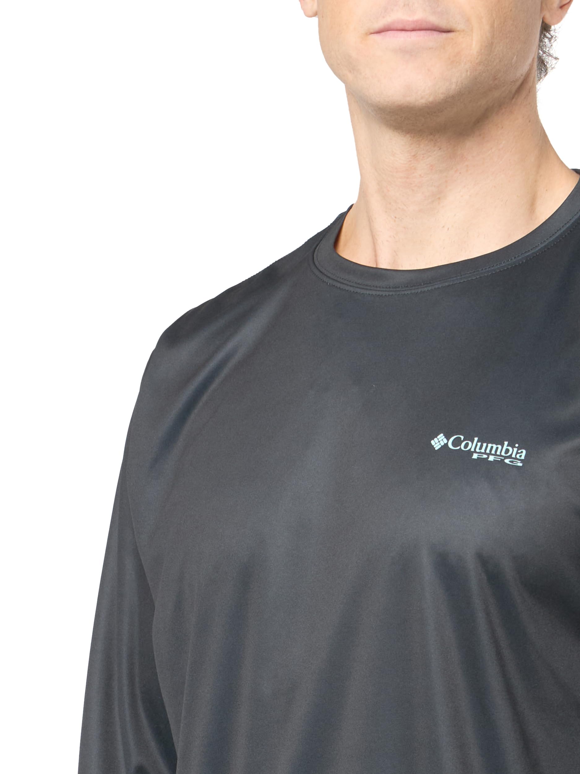 Columbia Men's Terminal Tackle PFG Line Time Long Sleeve, Black/Line Time Fade Tuna, X-Large