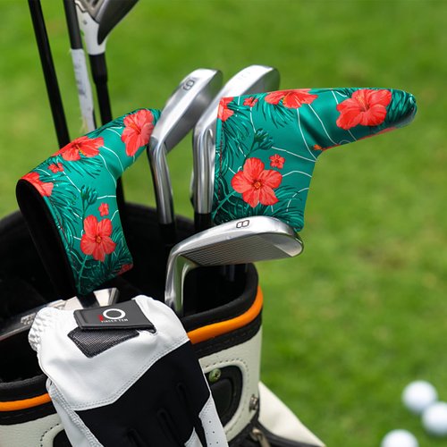 FINGER TEN Golf Blade Putter Cover Premium Synthetic Leather Stylish Design, Universal Headcover Waterproof Protection, Durable Headcovers Covers Fit Most Blade Putters for Men Women (Green&Red)