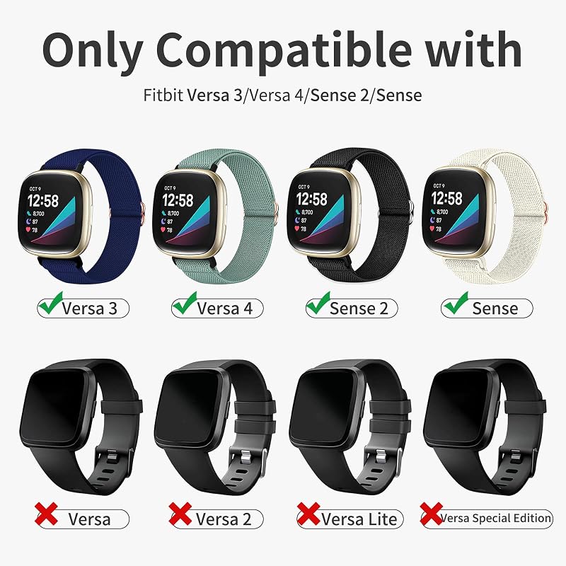 Braided Band for Fitbit Versa 4/3 & Sense 2/1 with Magnetic Clasp - Adjustable Nylon Sport Strap (Starlight/Pink Sand/Pine Needle Green)