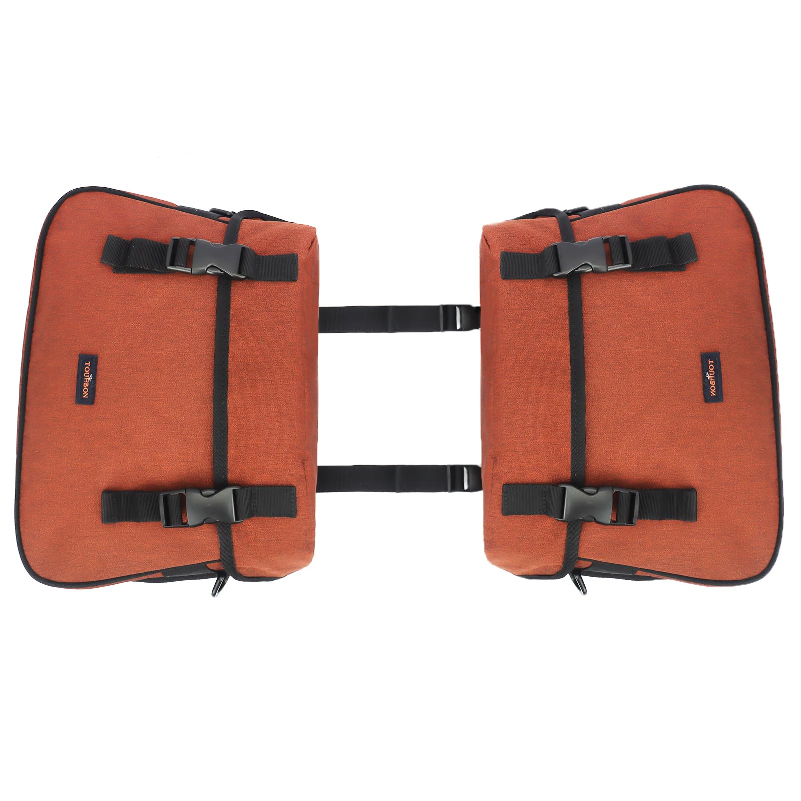 TOURBON Nylon Double Pannier Shoulder Bags Bicycle Rear Rack Trunk Motorcycle Tail Seat Bag - Brown