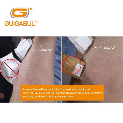 Painless Removal Silicone Bandages for Elderly Sensitive Skin - 40 Counts 0.75''x3'' Medium and 15 Counts 1.63''x4'' Extra Large Bandages by G+ GUIGABUL - Hypoallergenic - Latex Free