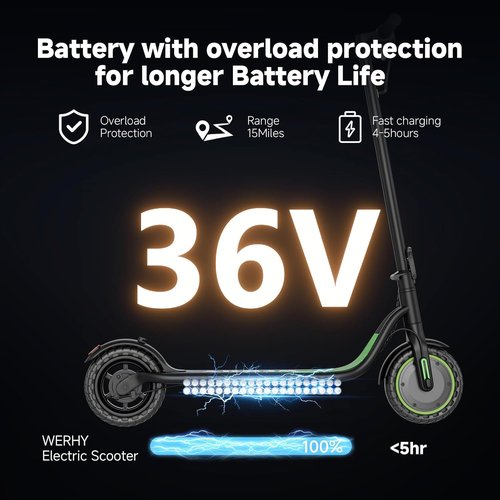 Folding Electric Scooter - 350W Motor, 19MPH Speed, 12/15 Miles Range, 8.5” Solid Tires