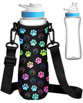 Toykee Water Bottle Sleeve for Cirkul 22 oz - Bottles Cover Holder Carrier Bag with Crossbody Shoulder Strap Dog Paw Print