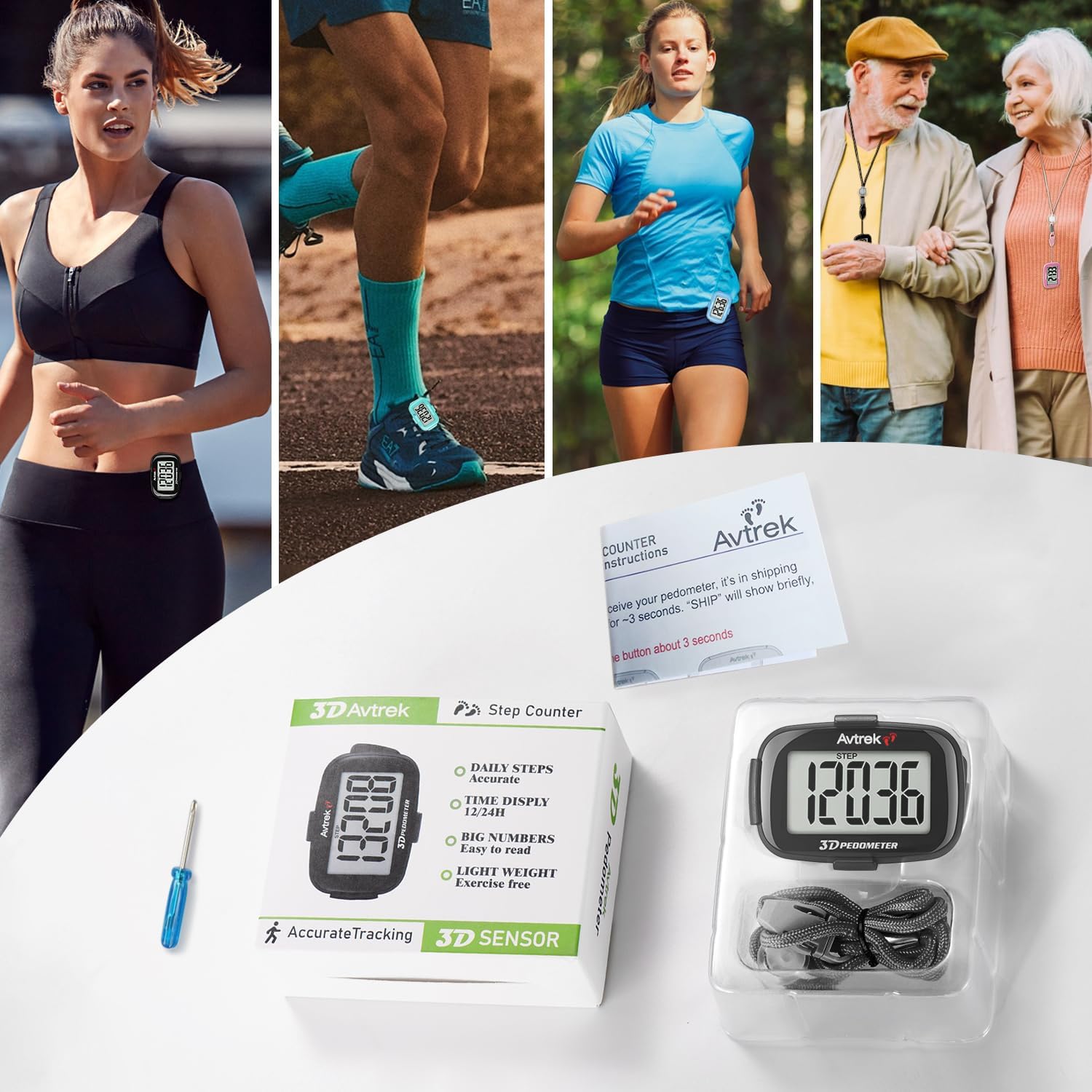 Skiennix 3D Step Counter - Clip-On LED Backlight Pocket Pedometer for Outdoor Fitness Tracking