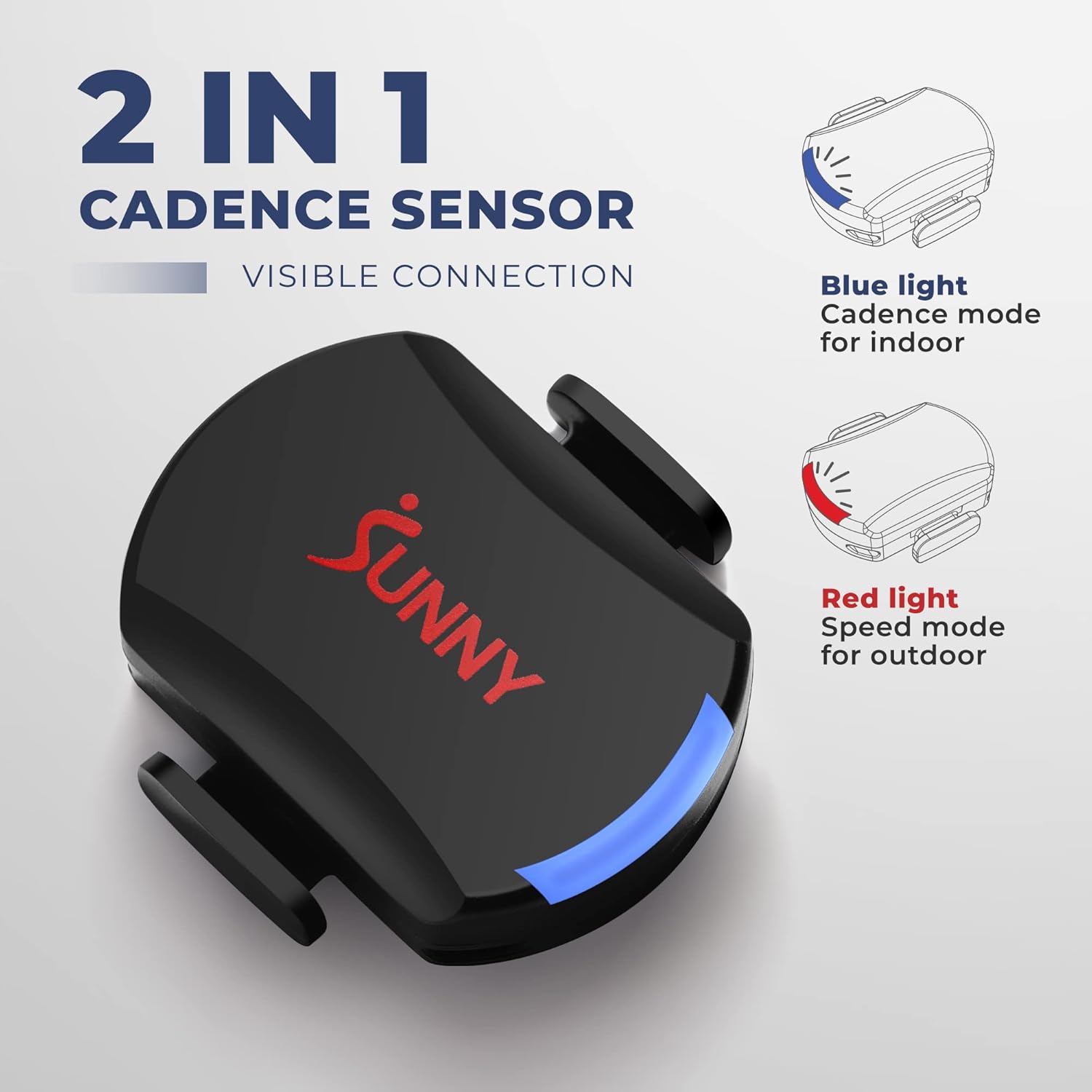 Sunny Health & Fitness Cadence Sensor - Bluetooth ANT+ for Indoor/Outdoor Bikes, Magnet-Less Design - CB110S