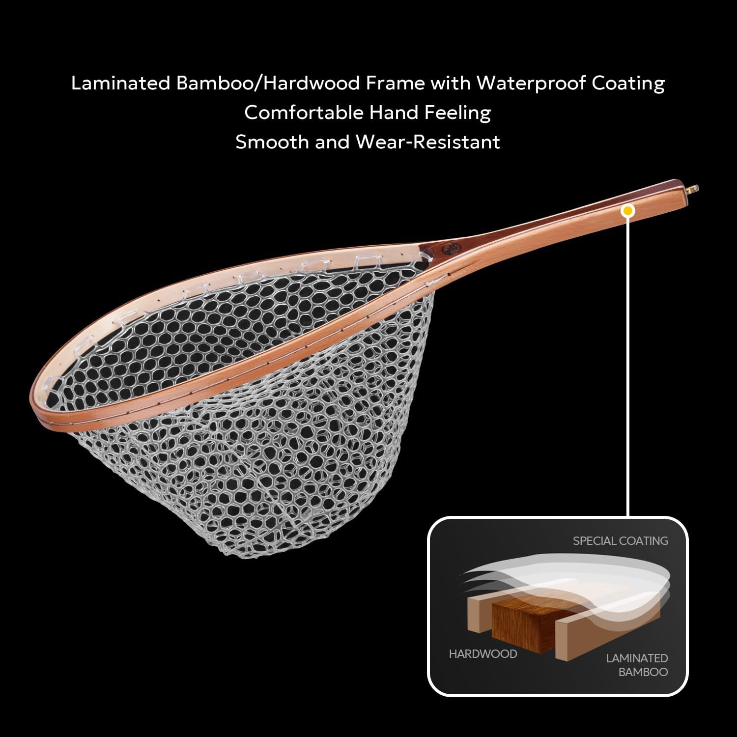 SF Fly Fishing Landing Net - Soft Rubber Mesh Design for Easy Catch & Release | Trout Fishing Gear