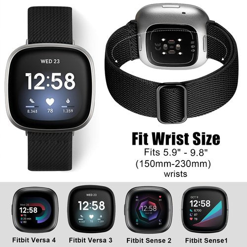 HAYONLIY 18 Pack Elastic Bands with Storage Case Compatible for Fitbit Versa 3/Versa 4/Fitbit Sense/Sense 2,Adjustable Stretchy Nylon Sport Replacement Strap for Women Men