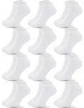 Duufin 12 Pairs White Kids Ankle Socks, Low Cut Unisex 10-15 Years - Variation White+10-15 Years