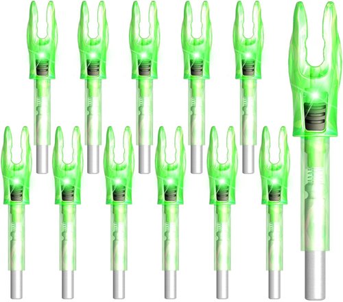 Lighted Nocks for Arrows - 6/12PCS Compatible with .165 to .246 ID Bolts | X, H, S, GT Bushings