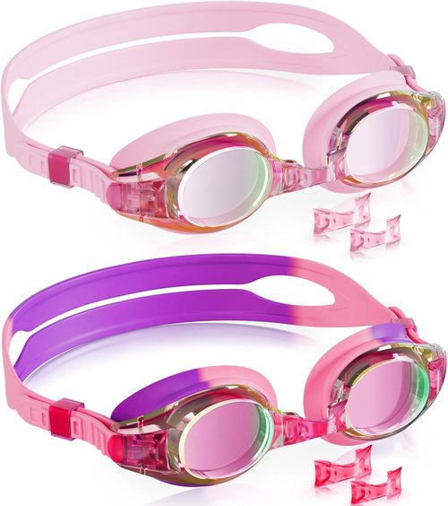 Aegend Kids Swimming Goggles - Anti-Fog, UV Protection | 2-Pack for Ages 4-16, Boys & Girls