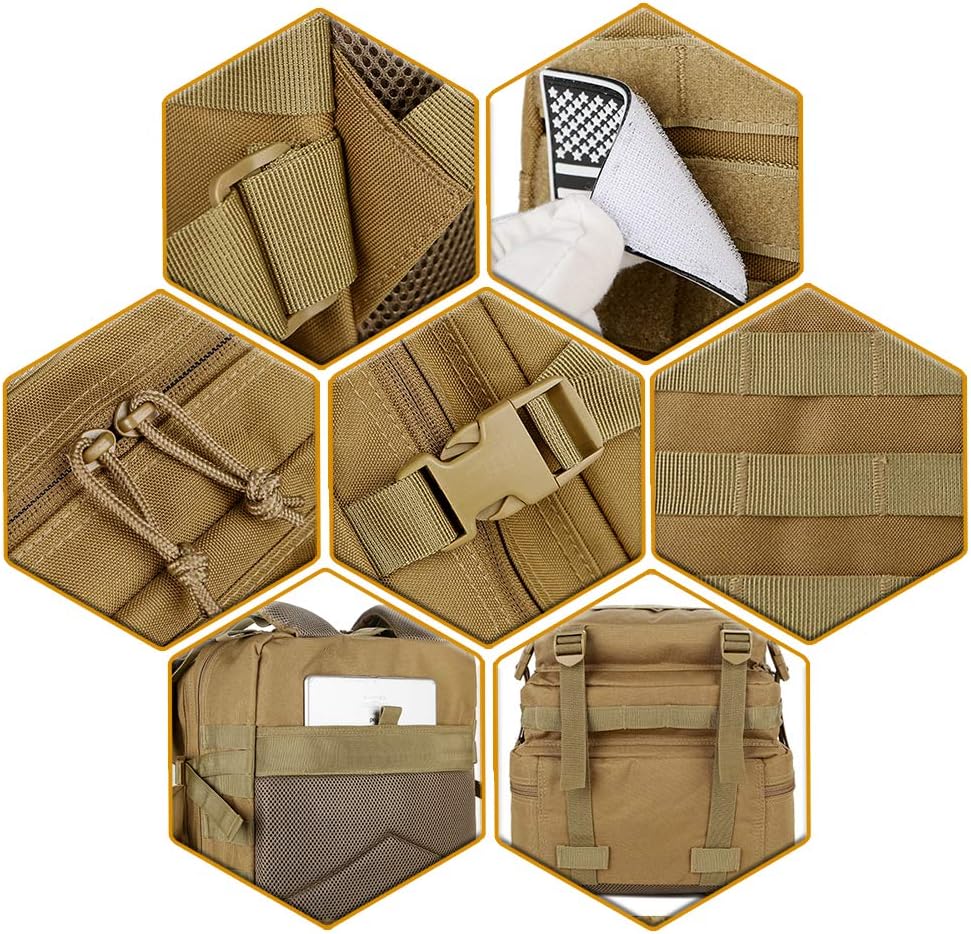 QT&QY Military Tactical Backpack - 45L Molle Army Assault Pack for Hiking & Trekking | Durable Rucksack