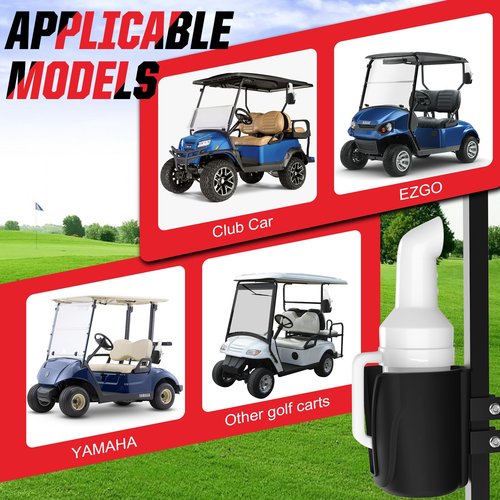 VYYOKMU Universal Golf Cart Sand Bottle with Holder, No Drilling Golf Cart Divot Filler Sand Bottle with Handle for Club Car, EZGO, Yamaha Carts with 1" Square Tube Bracket, Seed Container, 1PCS
