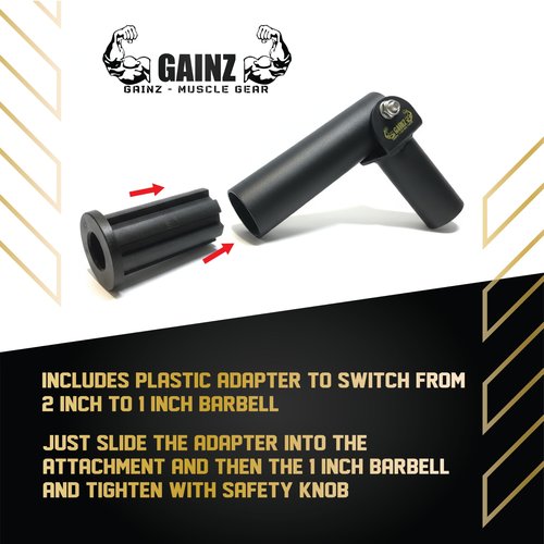 Gainz Barbell Landmine Row Anchor Attachment for Weight Plate - V-Bar/T-Bar, 360° Swivel (for 2" Hole Weight Plates)