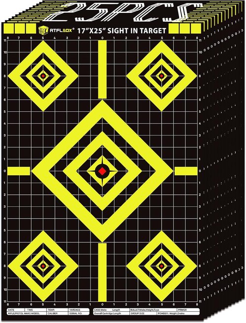 Atflbox High Visibility Shooting Range Paper Target - 17x25 Inch for Handgun, Pistol, Rifle, Airgun Practice